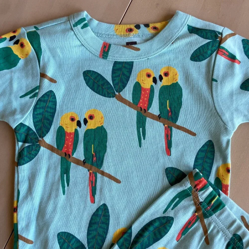 NEW Tea Collection 100% Cotton In Your Dreams Jandaya Parakeets‎ PJs Pajama Set